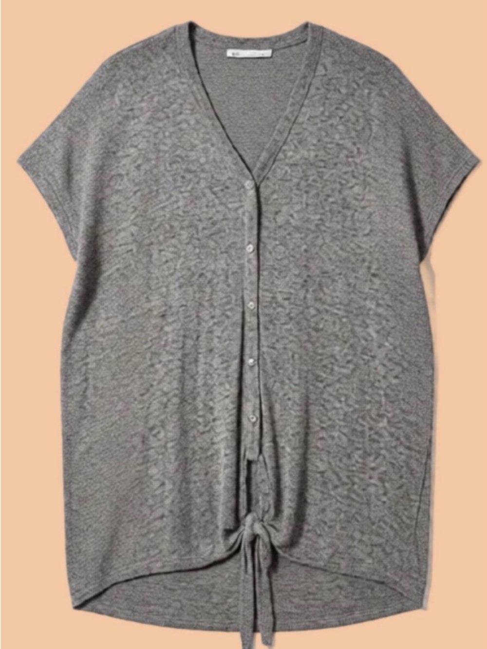 Cherish Heathered Gray Button-Up Knit Top
